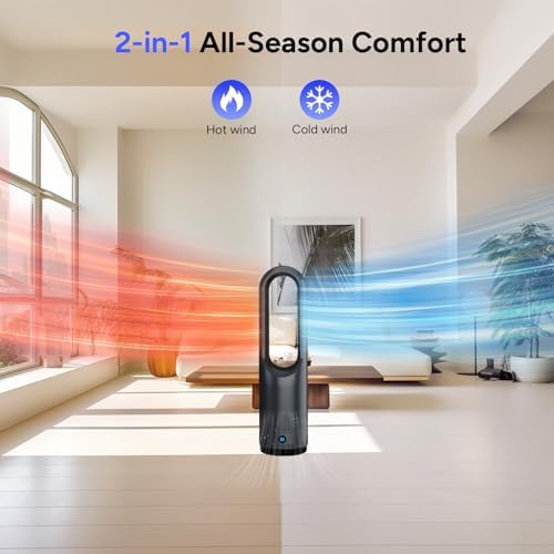 Bladeless Fan,22Inch Hot & Cooling Combo Tower Fan 80° Oscillating, 9H Timer, 8 Speeds, Portable Quiet for Indoor, Bedroom, Home Office Room - Image 3
