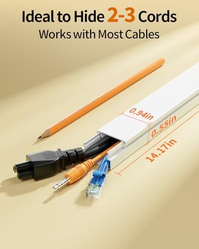 Yecaye 70.8in Cord Hider for 2-3 Wires on Wall, W0.94in H0.55in, White - Image 3