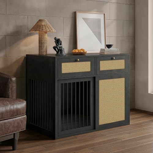 PureCozy Wooden Dog Crate Furniture, Left Unit, 40 Inch, Black Oak - Image 2
