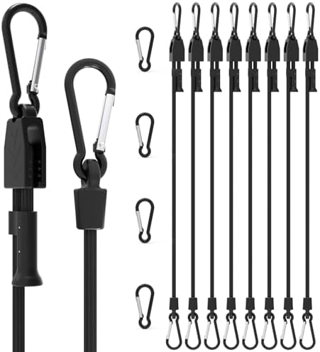 8 Pcs 48" Adjustable Bungee Cords with Hooks, Heavy Duty by Joneaz