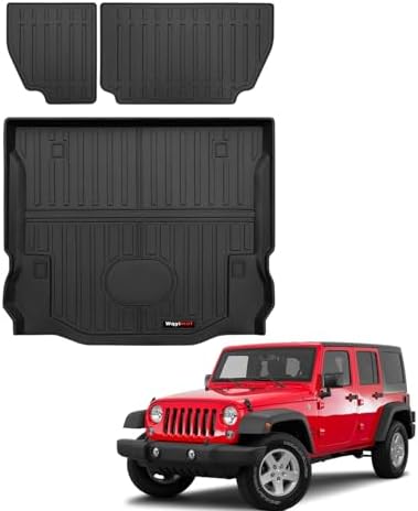 Custom Fit Cargo Liner and Backrest Mat for 2007-2018 Jeep Wrangler JK 4 Door Accessories All Weather TPE Rubber Protection Mat by Wqyimat