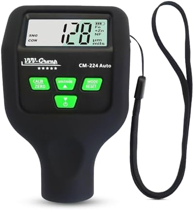 Paint Thickness Gauge CM-224 Auto – Digital Coating Thickness Meter for Cars and Automotive Inspection, Fe / Al / Fe+Zn Detection, 0.1 μm Resolution, Factory Calibrated, Large Backlit LCD by VVV-Group