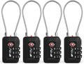 TSA Accepted Luggage Travel Lock, Set-Your-Own Combination Lock for School Gym Locker, Luggage Suitcase Baggage Locks, Filing Cabinets, Toolbox, Case (Black, 4 Pack) by BV