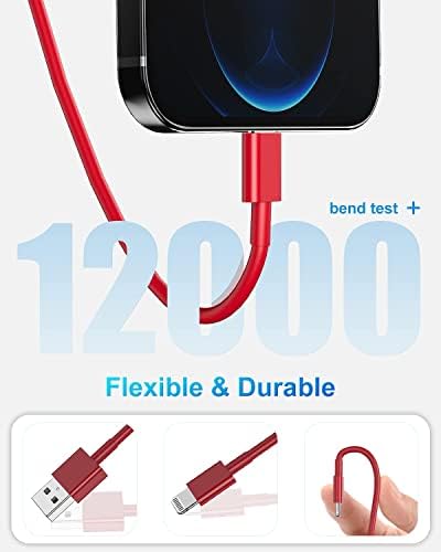 4 Pack [Apple MFi Certified] Apple Charging Cables 3ft, iPhone Chargers Lightning Cable 3 Foot, Fast iPhone Charging Cord for iPhone 14/14Pro/13/13Pro/12/11/11Pro/11Max/ X/XS/XR/XS Max/8, ipad(Red) - Image 3