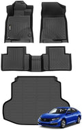 Wailtnb-Floor Mats & Cargo Mat for Honda Civic Sedan 2016-2021/Civic Si 2017-2021 (Not for Sport/Hatchback/Coupe/Type R) All Weather Floor Liner Heavy Duty Car Mat for Civic Custom Fit Automotive by Wailtnb