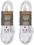 GOMEN 6 Feet Indoor Extension Cord with 3 Outlets, AWG 16/3 Angled Flat Plug Power Strip, 3 Prong Grounded, 13 Amps - 1625 Watts - 125 VAC, White, 2 Pack by GOMEN