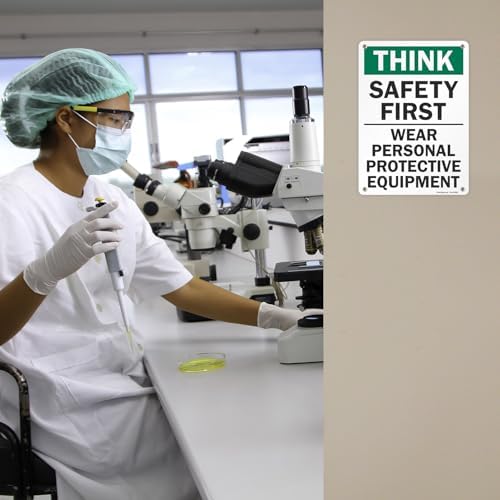 SmartSign 2-Pack 'Think Safety First Wear Personal Protective Equipment' Sign - 10" x 14", 40 mil Laminated Rustproof Aluminum, Fade-Resistant, Green, Black and White, Made in USA - Image 3