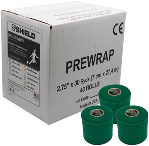 Shield Athletic Underwrap | Bulk Case of 48 Rolls of PreWrap, 2.75" X 30 SYards, (Green) by SHIELD