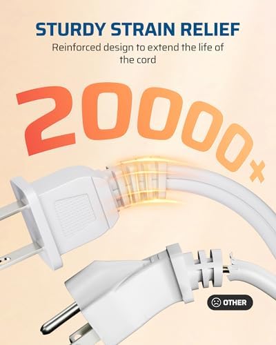 DEWENWILS 6FT Extension Cord, AWG16/2 13A/125V, White, ETL Listed, 2 Pack - Image 6