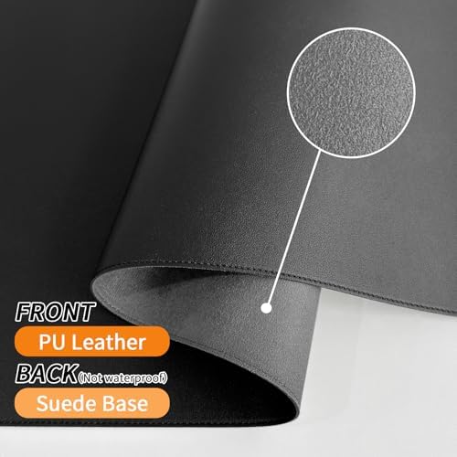 Bloss Desk Mat with Stitched Edges, Leather Large Mouse Pad, Non-Slip Desk Protector Mat, Desk Blotter, Waterproof Desk Pad for Office Home Decor/Black(31.5×15.7 Inches) - Image 2