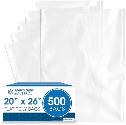 20" X 26" Open-End Flat Clear Poly Bags (500 Count) - 1.1 Mil by SpartanIndustrial