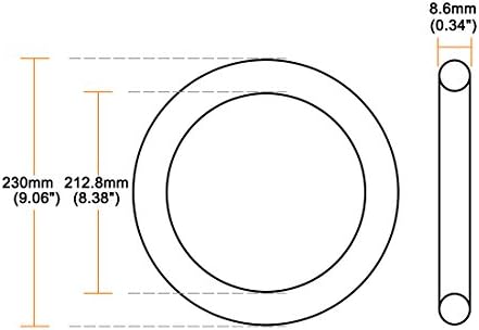 uxcell Nitrile Rubber O-Rings 230mm OD 212.8mm ID 8.6mm Width, Metric Sealing Gasket, Pack of 1 - Image 2
