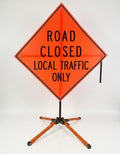 Traffic Roll-Up Sign Kit with Stand – Collapsible Safety Sign & Heavy-Duty Portable Stand, High Visibility, Easy Setup (Road Closed Local Traffic Only, Mesh) by EASTERNMETALSIGNSANDSAFETY