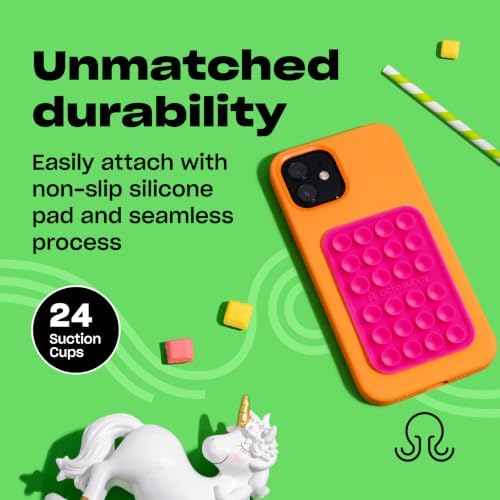 OCTOBUDDY Classic - Silicone Suction Phone Case Adhesive Mount, Hot Pink - Image 4