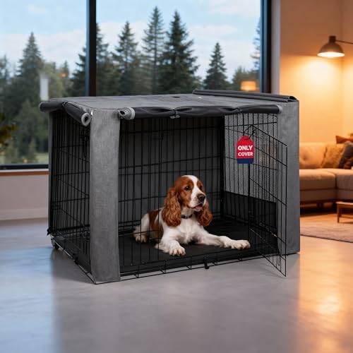 HiCaptain 36-Inch Dog Crate Cover with Mesh, Waterproof Kennel Cover, Grey by HiCaptain