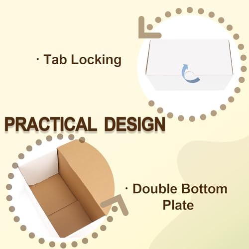 WIFTREY 12x6x6 White Shipping Boxes pack of 15, Corrugated Cardboard Boxes 12 x 6 x 6 for Packaging Small Business, Moving, Mailing - Image 4