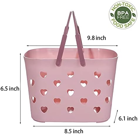 Portable Shower Caddy with Handle Plastic Shower Basket Organizer, Pink - Image 4