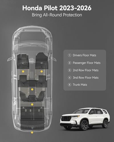 3W Floor Mats & Seat Back Mat & Cargo Liner Fit for Honda Pilot 2023-2026 - Image 2