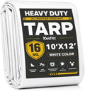 Kesfitt 16 Mil Heavy Duty Waterproof Tarp, 10x12 FT, White by Kesfitt
