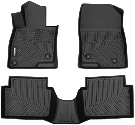 GINOWY- Floor Mats for Mazda 3 2014-2018, TPE All Weather Protection Car Mats for Mazda 3 2018 Non-Slip Floor Liners Waterproof Heavy Duty Automotive Accessories Black by GINOWY