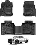 3W Floor Mats Fit 2022-2026 Toyota Tundra CrewMax Cab, TPE All-Weather by 3W