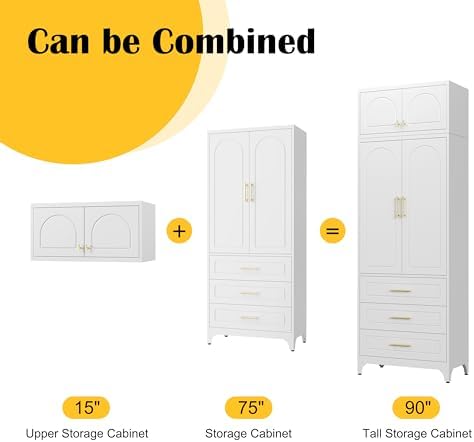 SteeLoong 90”Kitchen Pantry Cabinet, Metal Storage Cabinet with 3 Drawers - Image 4