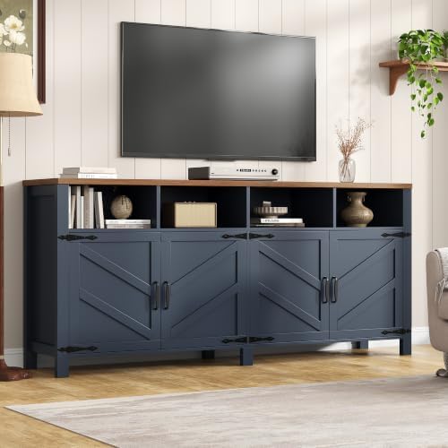 knoworld Buffet Sideboard with Storage Farmhouse, Large Kitchen Storage Cabinet Wood Coffee Bar Cabinet Buffet for Kitchen, Living Room, 63in, Blue - Image 4
