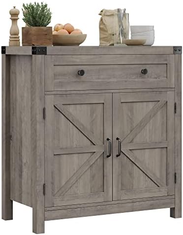 HOSTACK Kitchen Storage Cabinet, Farmhouse Coffee Bar Cabinet, Ash Gray by HOSTACK