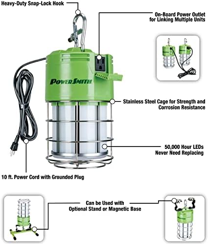POWERSMITH LED Temporary Work Light 7,200 Lumens Temporary Job Site LED Work Light 360-Degree Commercial Hanging Light PTLH59-60 - Image 2
