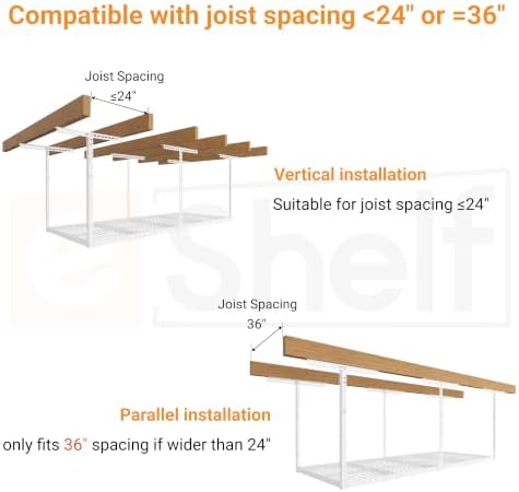 3x8ft Overhead Ceiling Garage Storage Rack, 750LBS Capacity, White - Image 4