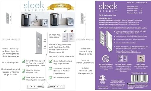 Sleek Socket Original & Patented Ultra-Thin Outlet Concealer with Cord Concealer Kit, Flat Extension Cord with Multi Outlets Power Strip, Ideal for Home Improvement, Hide Bulky and Messy Cords - Image 5