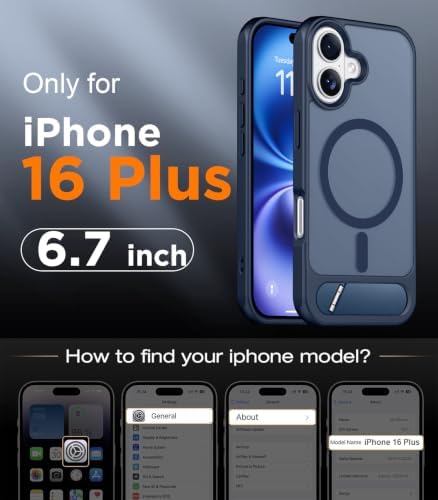 Temdan Magnetic Compatible with iPhone 16 Plus Case, [Built-in Invisible Kickstand][Compatible with MagSafe] [Military Grade Shockproof] Slim Translucent Matte Phone Case for iPhone 16 Plus 6.7" - Image 2