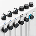 OneLeaf 12 Pack 360° Rotatable Spring Cable Clips[1s Lock], Adhesive Cord Holder for Nightstand, Phone Charger Cord Holder for Desk Home Office Car Game Station by OneLeaf