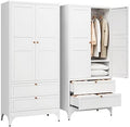 Letaya Metal Armoire Wardrobe Closet with Drawers,Clothing Storage Cabinet with Doors and Shelves,Coat Closet with Hanging Rod,Bedroom,Home,Cloak Room,White-71 H x 32" W x 18" D by LetayaMetalCabinets