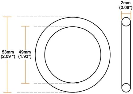 uxcell Nitrile Rubber O-Rings 53mm OD 49mm ID 2mm Width, Metric Nitrile Rubber Sealing Gasket for Automotive Machine Plumbing, Pack of 5 - Image 3
