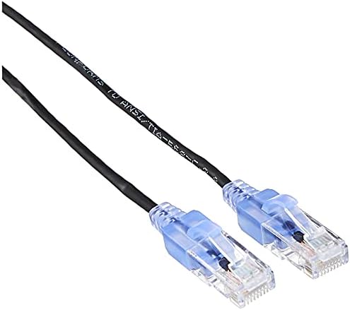 Monoprice SlimRun Cat6A Ethernet Patch Cable - Snagless RJ45 UTP Pure Bare Copper Wire 10G 30AWG 20ft Black 5-Pack by Monoprice
