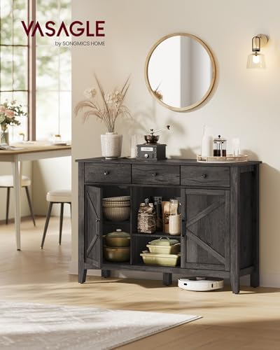 VASAGLE Buffet Cabinet, Coffee Bar with 3 Drawers, Adjustable Shelf - Image 2
