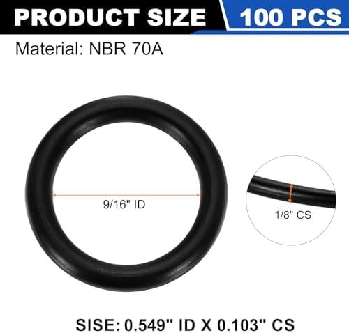 uxcell 100Pcs AS-113 NBR 70A O-Rings 9/16" ID x 3/32" CS - Image 2