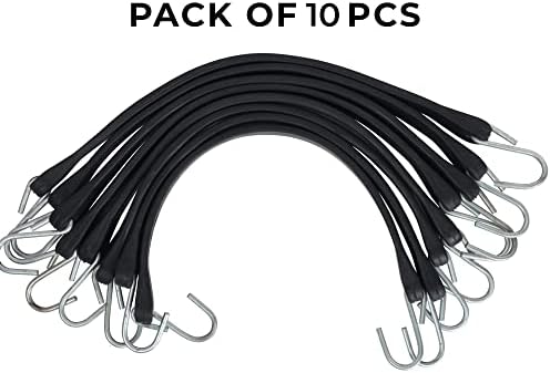 Bungee Rubber Cords Tarp 15’’-10pack with Metal Crimped S Hooks, Ideal for Securing Tarps, Cargo, Canvases, Weatherproof - Image 5