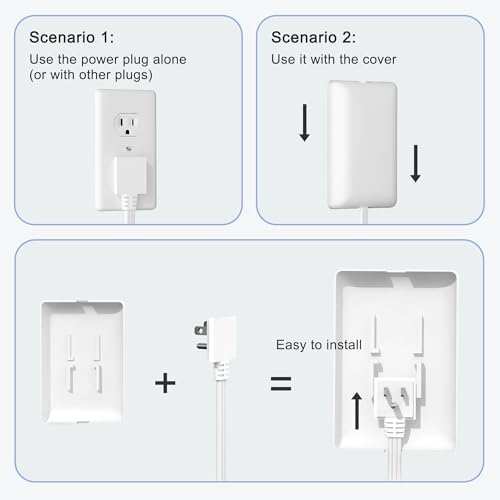 CABOCASA 2 Pack 3FT Flat Plug Extension Cord Power Strip, White - Image 3