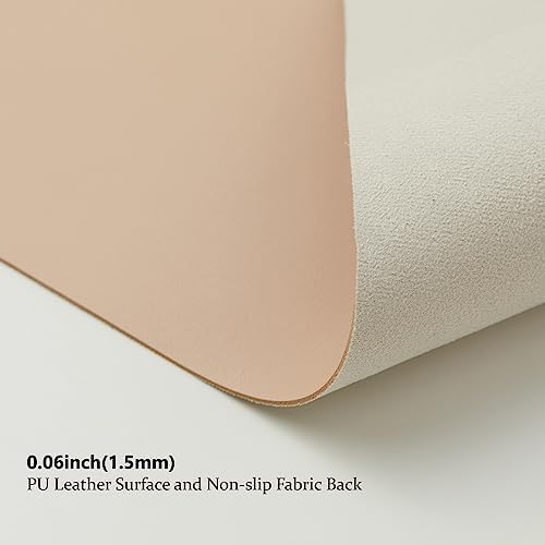 Leather Desk Mat - Non-Slip PU Desk Pad for Office and Home - Desk Organization and Accessories - Ideal for Large Mouse Pad and Desk Mats on Top of Desks (Apricot,27.6"x 13.8") - Image 3