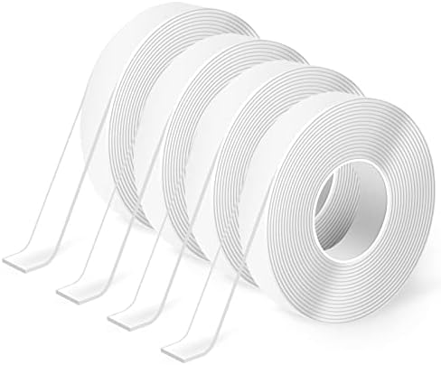 Art3d Traceless Double-Sided Tape, 1/24" x 1/2" x 10', 4 Rolls, Crystal by Art3d