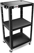DNA Motoring 3-Layer Utility Steel AV Cart with Wheels Power Strip, 25" x 18" x 24"-42" Height Adjustable Rolling Projector Cart,TOOLS-00136 by DNAMOTORING