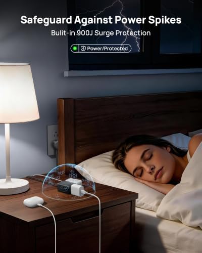 TROND 360 Rotating Flat Plug Extension Surge Protector 6 ft, 3 AC, Black - Image 4