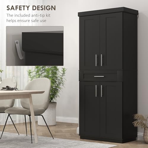 HOMCOM 72" Kitchen Pantry Cabinet Freestanding Storage Cabinet Black - Image 6