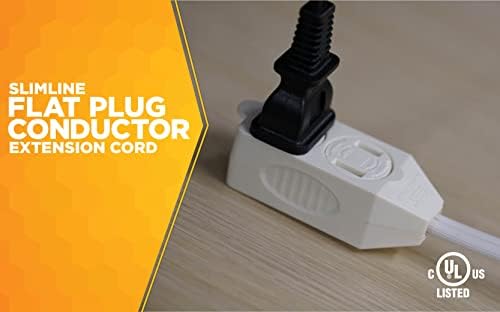 Woods SlimLine Extension Cord - 16/3 Indoor Flat Plug with Right Angled Design - 3 Polarized Outlets - PVC Jacket - Space Saving - Neutral White - 16 Gauge - 3 Feet - Image 4