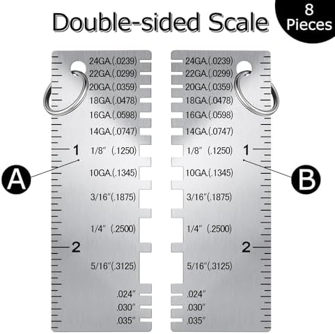 Weewooday 8 Pcs Metal Thickness Gauge Tool Welding Stainless Steel Sheet - Image 2