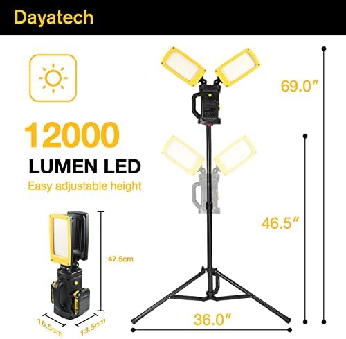 12000LM Cordless/Corded Tripod LED Work Light Fits DEWALT 20V - Image 6