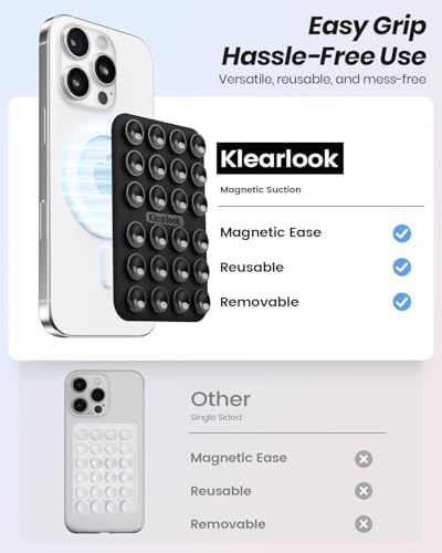 Klearlook 2Pack Magnetic Suction Phone Mount for MagSafe Case, Transparent & Black - Image 3