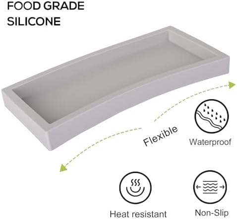 Silicone Bathroom Vanity Tray Dish Soap Holder Sink Organizer, Light Grey - Image 3